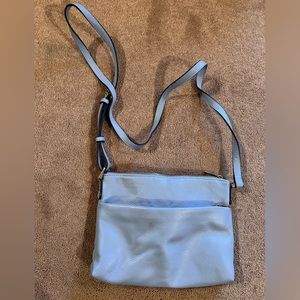 Blue leather crossbody